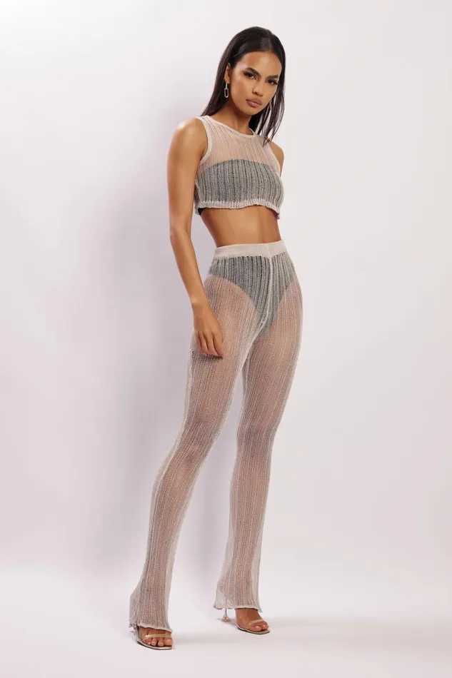 Meshki Pants Women Mandy Knit Flare Trousers 8211 Grey Grey Meshki Pants Women Mandy Knit Flare Trousers 8211 Grey Grey