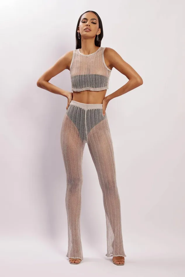 Meshki Pants Women Mandy Knit Flare Trousers 8211 Grey Grey Meshki Pants Women Mandy Knit Flare Trousers 8211 Grey Grey