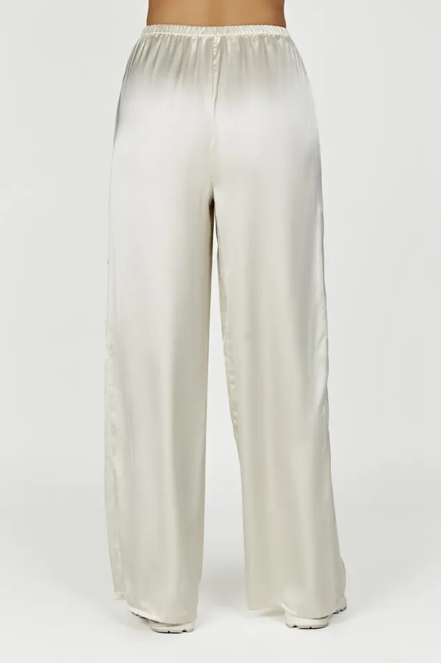 Meshki Pants Women Marciela Satin Straight Leg Pant 8211 Ivory Ivory