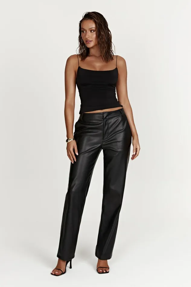 Meshki Pants Women Matilda Slouchy Low Rise Faux Leather Pant 8211 Black Black Meshki Pants Women Matilda Slouchy Low Rise Faux Leather Pant 8211 Black Black