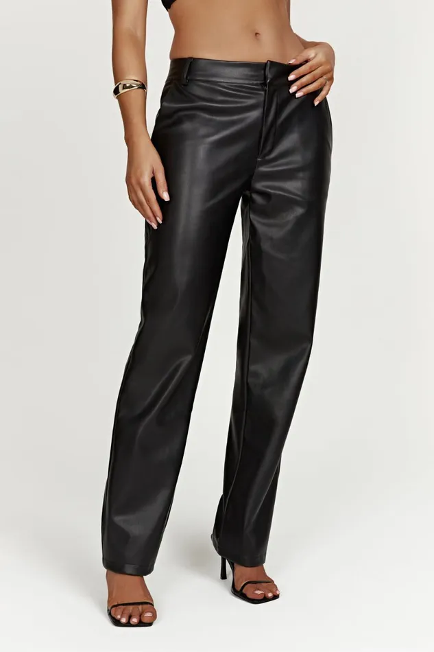 Meshki Pants Women Matilda Slouchy Low Rise Faux Leather Pant 8211 Black Black Meshki Pants Women Matilda Slouchy Low Rise Faux Leather Pant 8211 Black Black