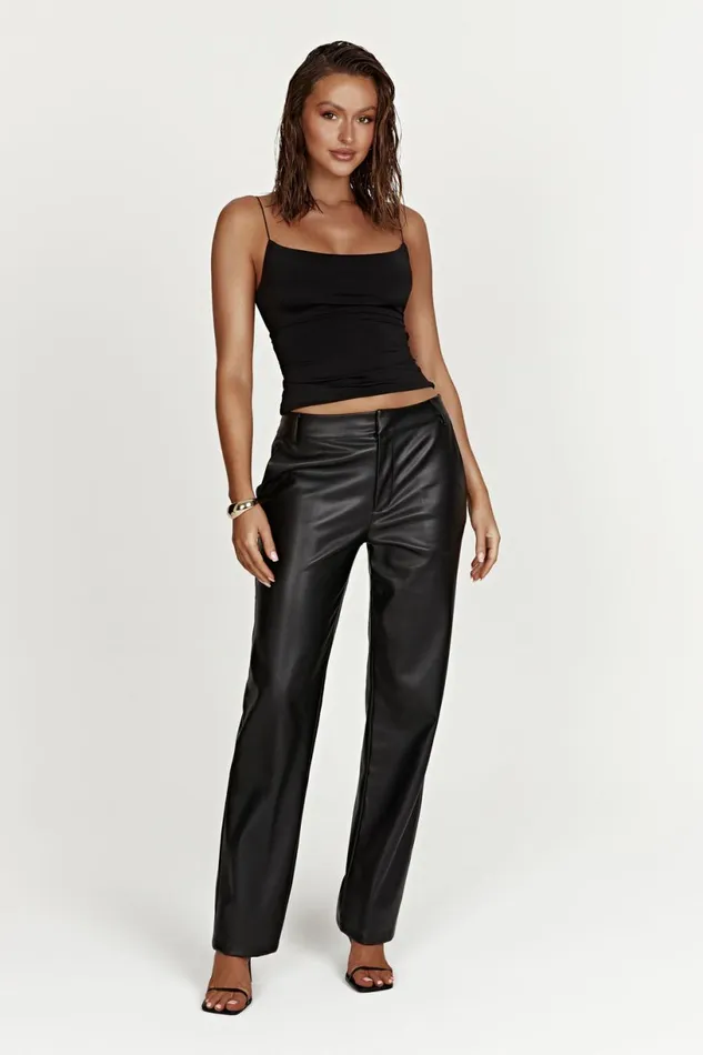 Meshki Pants Women Matilda Slouchy Low Rise Faux Leather Pant 8211 Black Black Meshki Pants Women Matilda Slouchy Low Rise Faux Leather Pant 8211 Black Black