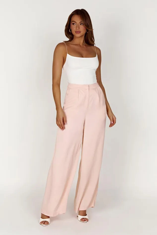 Meshki Pants Women Nour Satin Wide Leg Pant 8211 Apricot Apricot