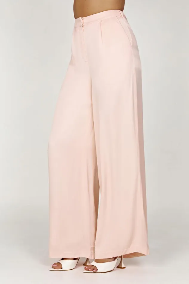 Meshki Pants Women Nour Satin Wide Leg Pant 8211 Apricot Apricot
