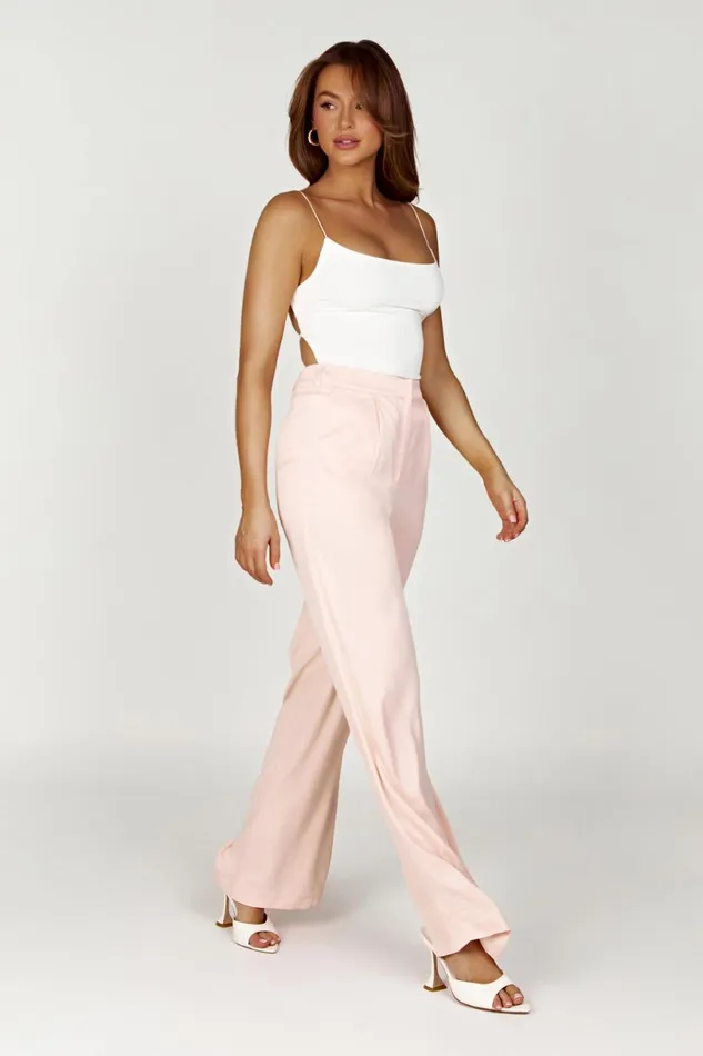 Meshki Pants Women Nour Satin Wide Leg Pant 8211 Apricot Apricot