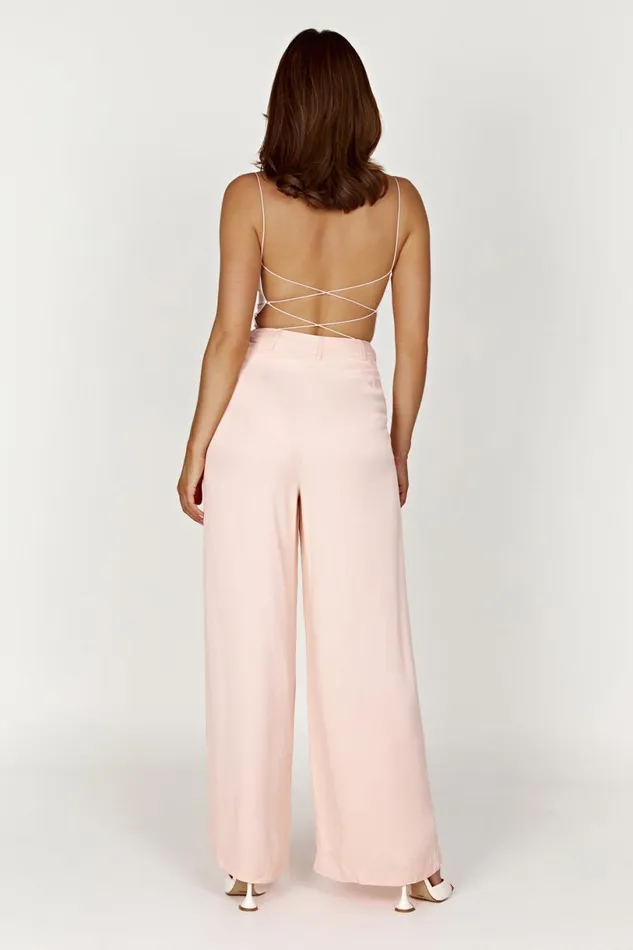 Meshki Pants Women Nour Satin Wide Leg Pant 8211 Apricot Apricot