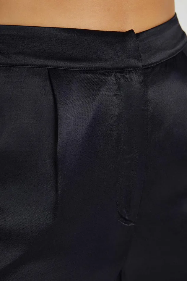 Meshki Pants Women Nour Satin Wide Leg Pant 8211 Black Black