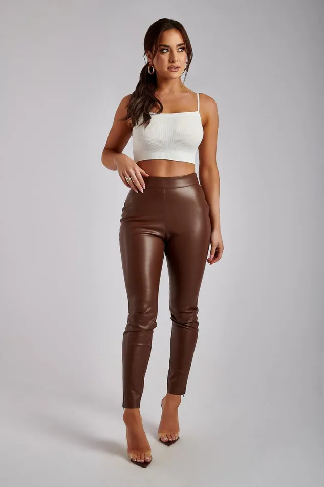 Meshki Pants Women Shayla Skinny Faux Leather Split Pant 8211 Chocolate Chocolate Meshki Pants Women Shayla Skinny Faux Leather Split Pant 8211 Chocolate Chocolate
