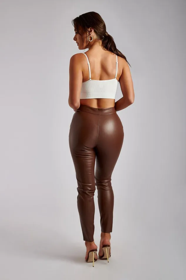 Meshki Pants Women Shayla Skinny Faux Leather Split Pant 8211 Chocolate Chocolate Meshki Pants Women Shayla Skinny Faux Leather Split Pant 8211 Chocolate Chocolate