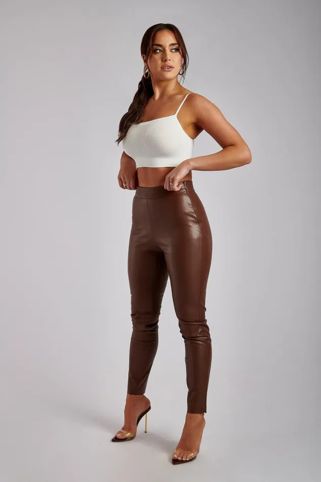 Meshki Pants Women Shayla Skinny Faux Leather Split Pant 8211 Chocolate Chocolate Meshki Pants Women Shayla Skinny Faux Leather Split Pant 8211 Chocolate Chocolate