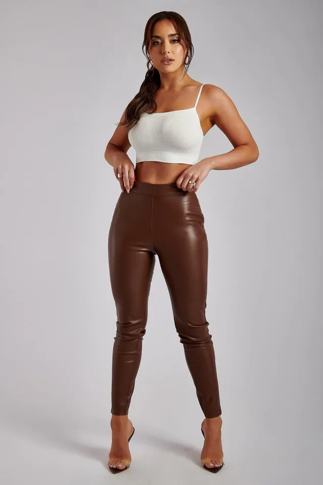 Meshki Pants Women Shayla Skinny Faux Leather Split Pant 8211 Chocolate Chocolate Meshki Pants Women Shayla Skinny Faux Leather Split Pant 8211 Chocolate Chocolate