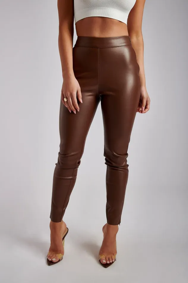 Meshki Pants Women Shayla Skinny Faux Leather Split Pant 8211 Chocolate Chocolate Meshki Pants Women Shayla Skinny Faux Leather Split Pant 8211 Chocolate Chocolate