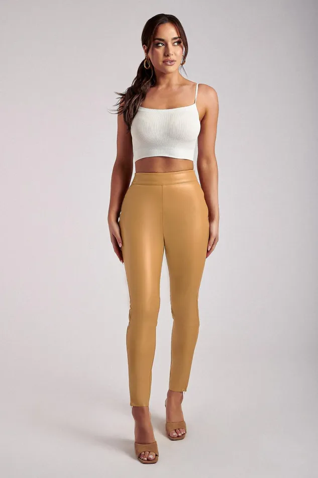Meshki Pants Women Shayla Skinny Faux Leather Split Pant 8211 Tan Tan Meshki Pants Women Shayla Skinny Faux Leather Split Pant 8211 Tan Tan
