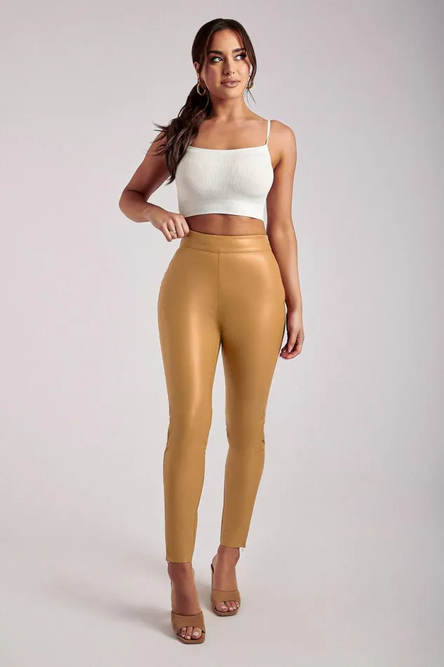 Meshki Pants Women Shayla Skinny Faux Leather Split Pant 8211 Tan Tan Meshki Pants Women Shayla Skinny Faux Leather Split Pant 8211 Tan Tan