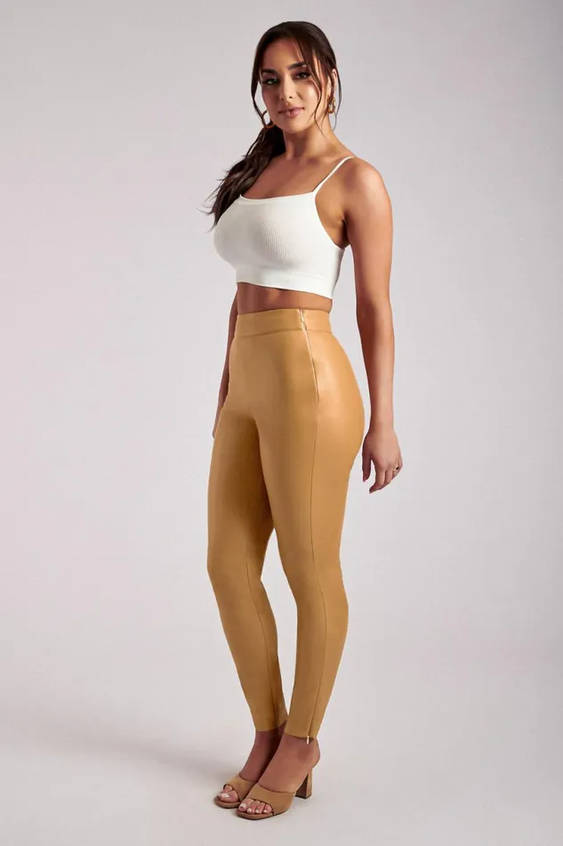 Meshki Pants Women Shayla Skinny Faux Leather Split Pant 8211 Tan Tan Meshki Pants Women Shayla Skinny Faux Leather Split Pant 8211 Tan Tan