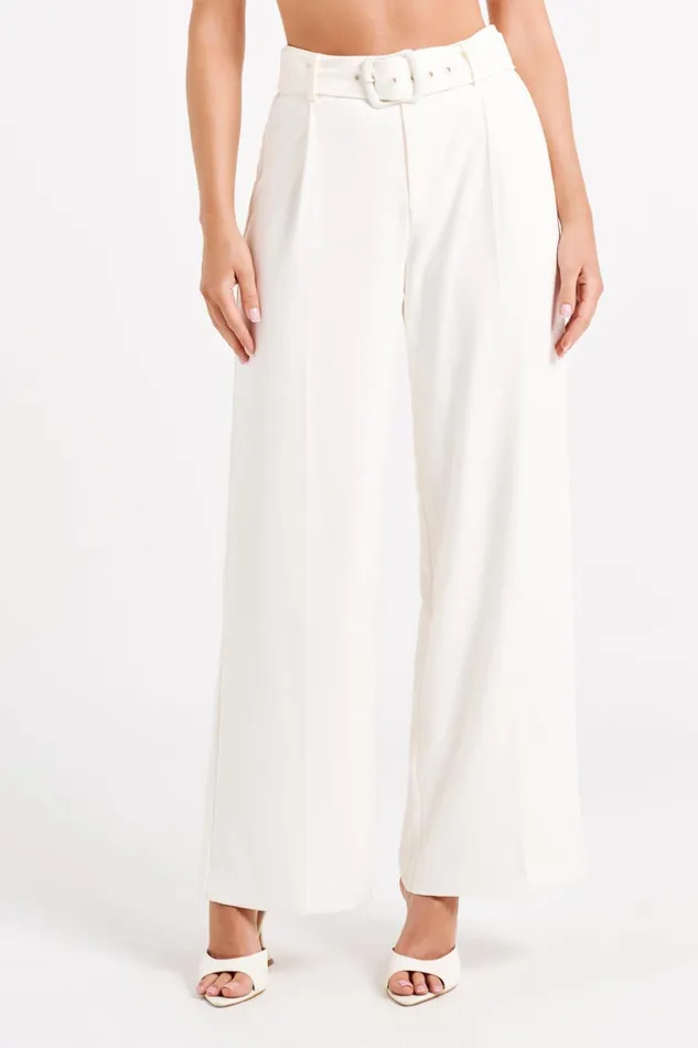 Meshki Pants Women Tenley Wide Leg Suiting Pants 8211 Ivory Ivory