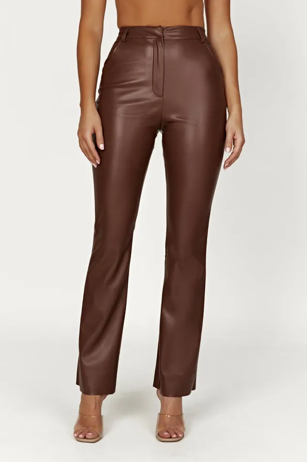 Meshki Pants Women Tyra Straight Leg Faux Leather Pants 8211 Chocolate Chocolate Meshki Pants Women Tyra Straight Leg Faux Leather Pants 8211 Chocolate Chocolate