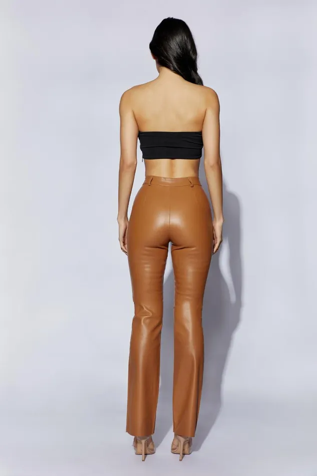 Meshki Pants Women Tyra Straight Leg Faux Leather Pants 8211 Dark Tan Darktan Meshki Pants Women Tyra Straight Leg Faux Leather Pants 8211 Dark Tan Darktan