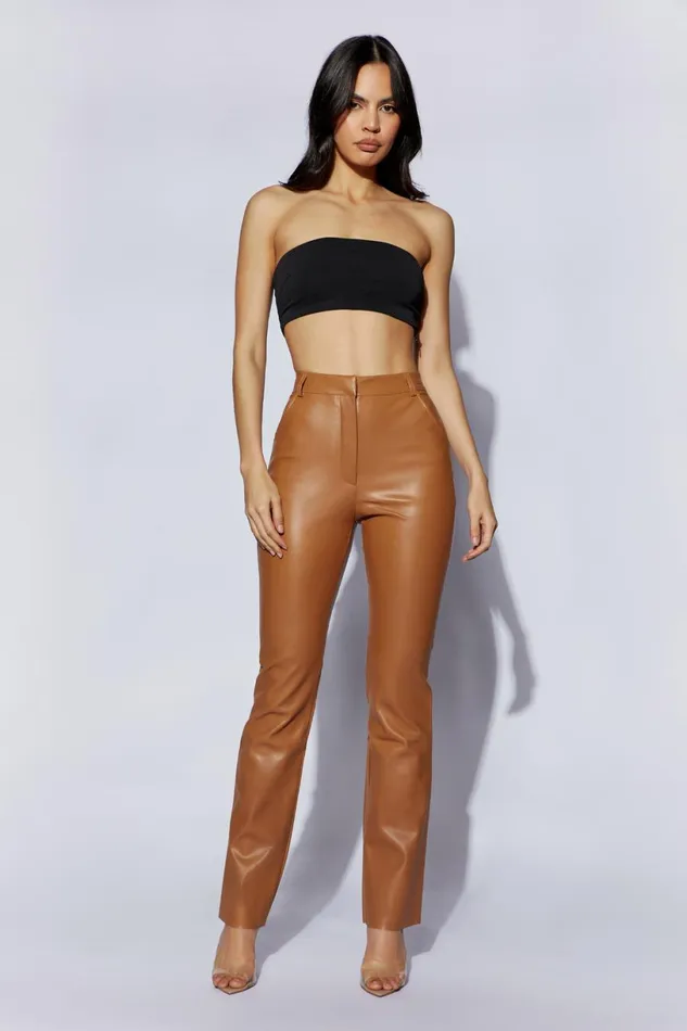 Meshki Pants Women Tyra Straight Leg Faux Leather Pants 8211 Dark Tan Darktan Meshki Pants Women Tyra Straight Leg Faux Leather Pants 8211 Dark Tan Darktan