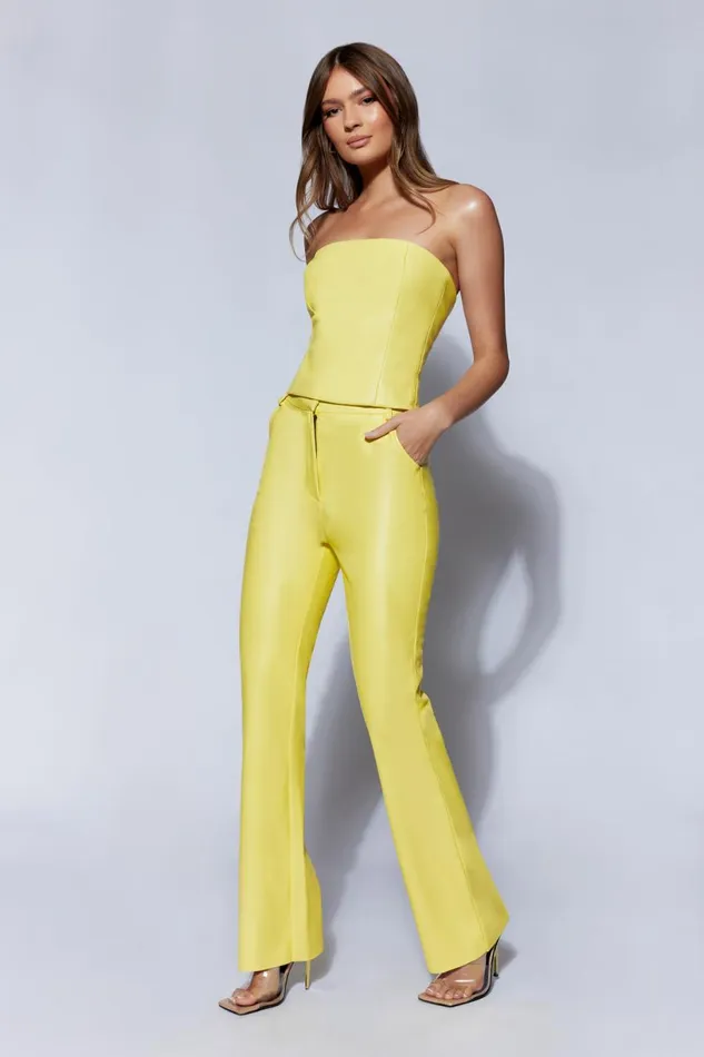 Meshki Pants Women Tyra Straight Leg Faux Leather Pants 8211 Lemon Lemon Meshki Pants Women Tyra Straight Leg Faux Leather Pants 8211 Lemon Lemon
