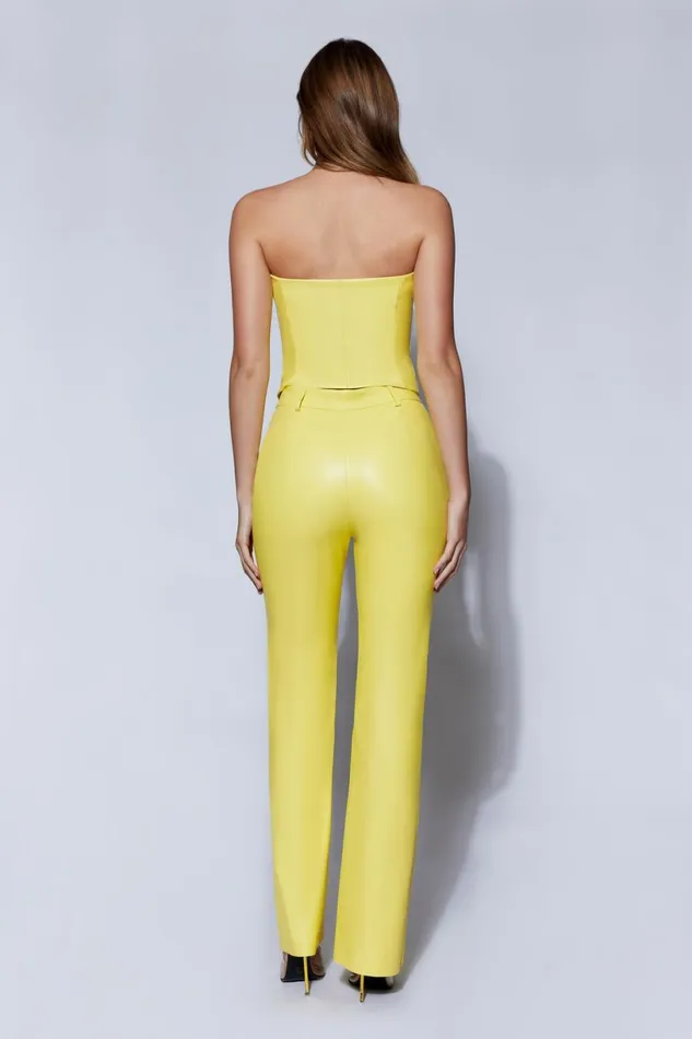 Meshki Pants Women Tyra Straight Leg Faux Leather Pants 8211 Lemon Lemon Meshki Pants Women Tyra Straight Leg Faux Leather Pants 8211 Lemon Lemon