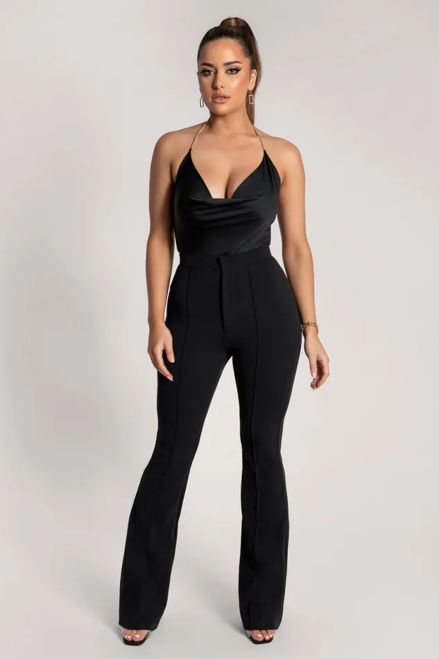 Meshki Pants Women Zendaya Highwaisted Flare Pants 8211 Black Black