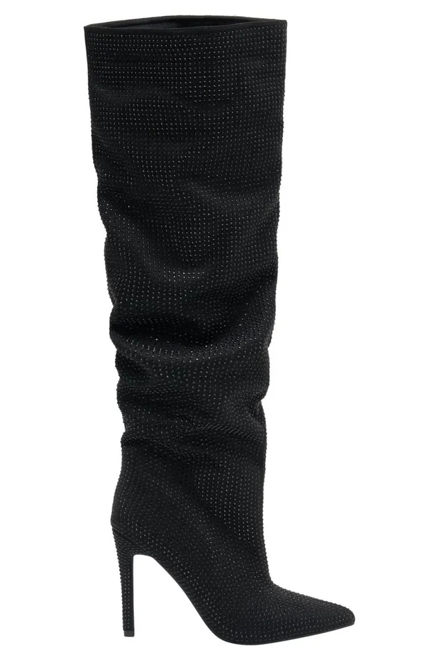 Meshki Shoes Women Jenner Diamante High Heel Boot 8211 Black Black