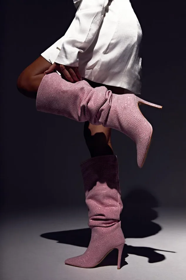 Meshki Shoes Women Jenner Diamante High Heel Boot 8211 Blush Pink Blushpink Meshki Shoes Women Jenner Diamante High Heel Boot 8211 Blush Pink Blushpink