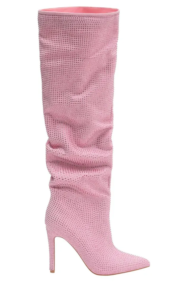 Meshki Shoes Women Jenner Diamante High Heel Boot 8211 Blush Pink Blushpink
