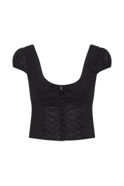 Meshki Short Sleeve Tops Women Cressida Cotton Anglaise Puff Sleeve Top 8211 Black Black