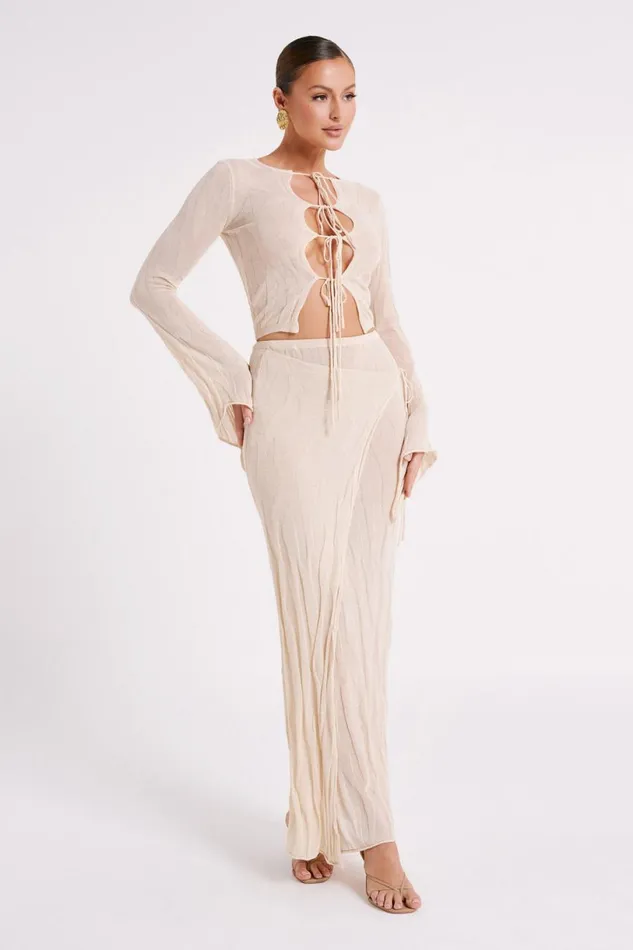 Meshki Skirts Women Akari Knit Maxi Skirt 8211 Ivory Ivory