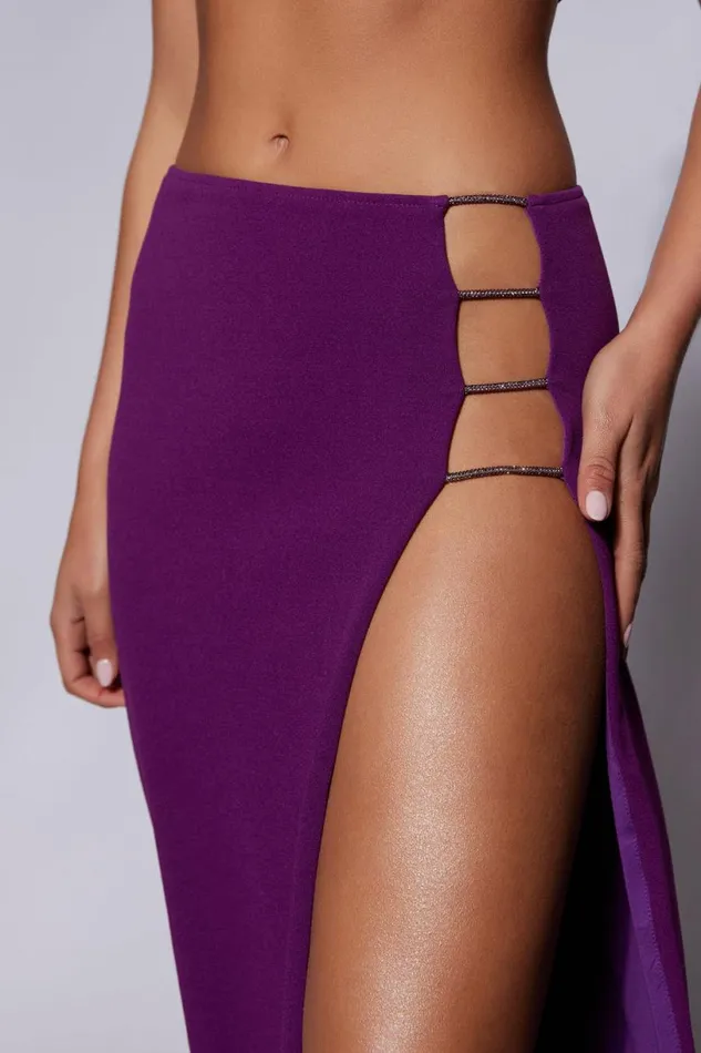 Meshki Skirts Women Anastasia Diamante Rope Maxi Skirt With Split 8211 Grape Grape Meshki Skirts Women Anastasia Diamante Rope Maxi Skirt With Split 8211 Grape Grape