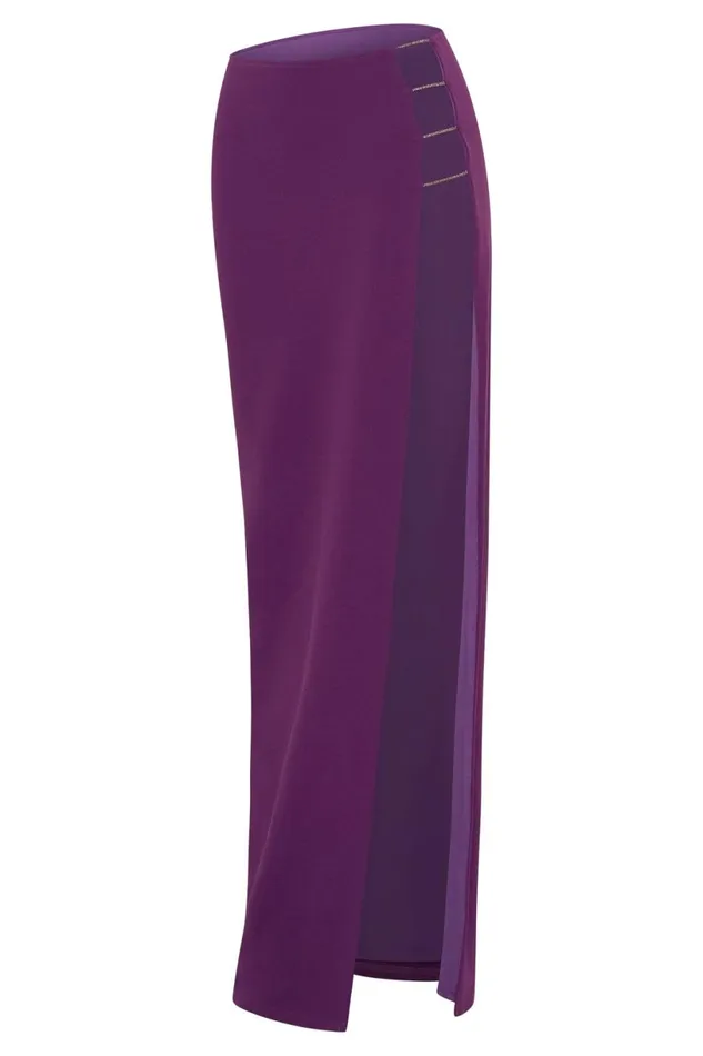 Meshki Skirts Women Anastasia Diamante Rope Maxi Skirt With Split 8211 Grape Grape Meshki Skirts Women Anastasia Diamante Rope Maxi Skirt With Split 8211 Grape Grape