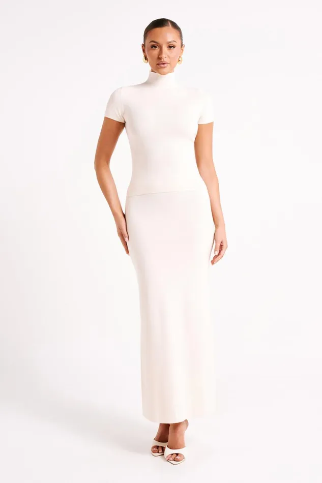 Meshki Skirts Women Avani Mid Rise Knit Maxi Skirt 8211 Ivory Ivory