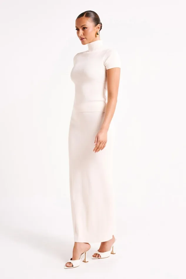 Meshki Skirts Women Avani Mid Rise Knit Maxi Skirt 8211 Ivory Ivory