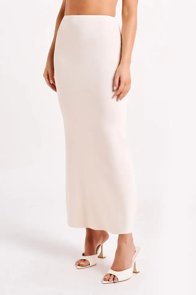 Meshki Skirts Women Avani Mid Rise Knit Maxi Skirt 8211 Ivory Ivory