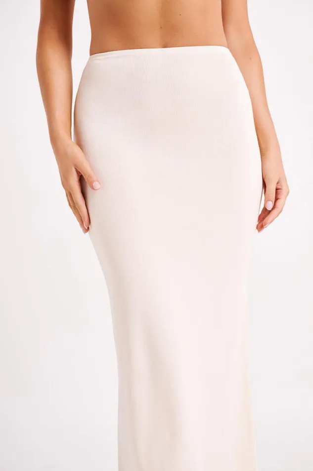 Meshki Skirts Women Avani Mid Rise Knit Maxi Skirt 8211 Ivory Ivory