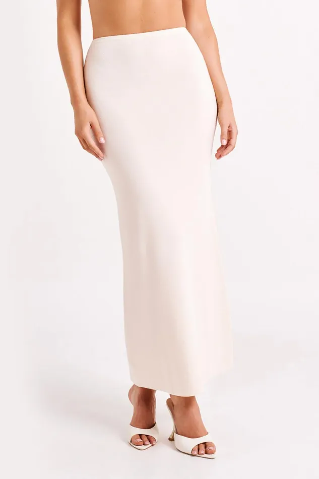 Meshki Skirts Women Avani Mid Rise Knit Maxi Skirt 8211 Ivory Ivory