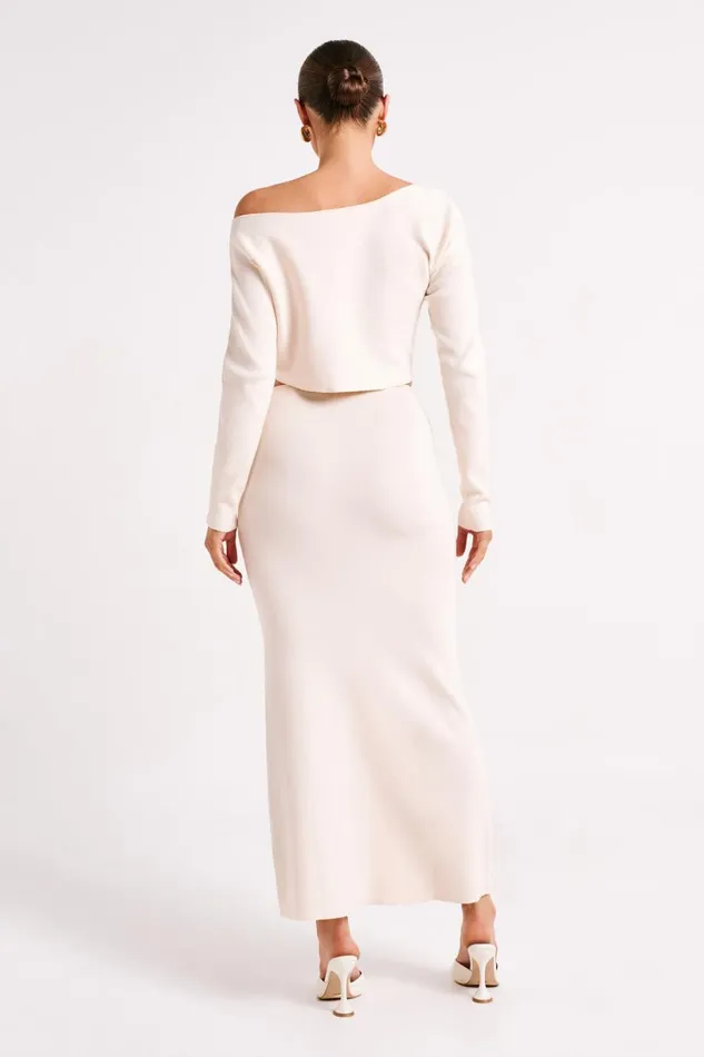 Meshki Skirts Women Avani Mid Rise Knit Maxi Skirt 8211 Ivory Ivory