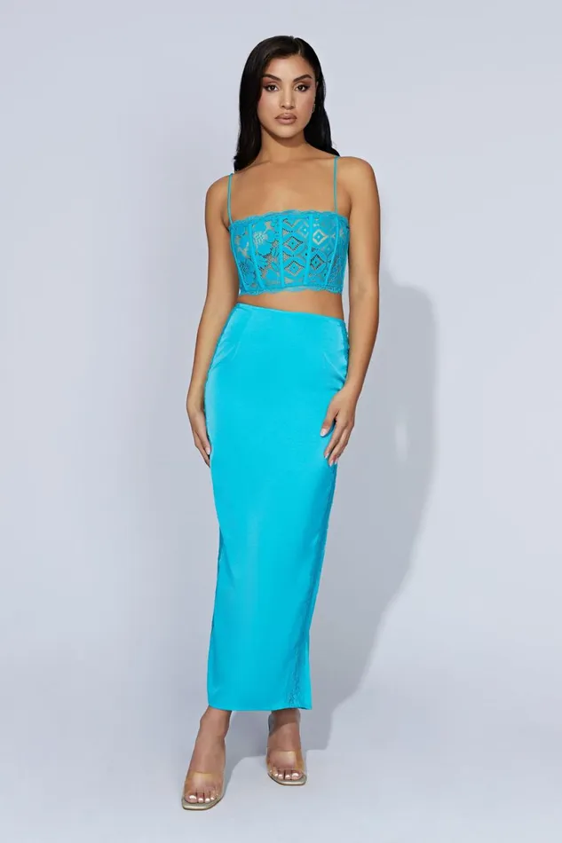 Meshki Skirts Women Bellamy Lace Maxi Skirt 8211 Aquamarine Aquamarine Meshki Skirts Women Bellamy Lace Maxi Skirt 8211 Aquamarine Aquamarine