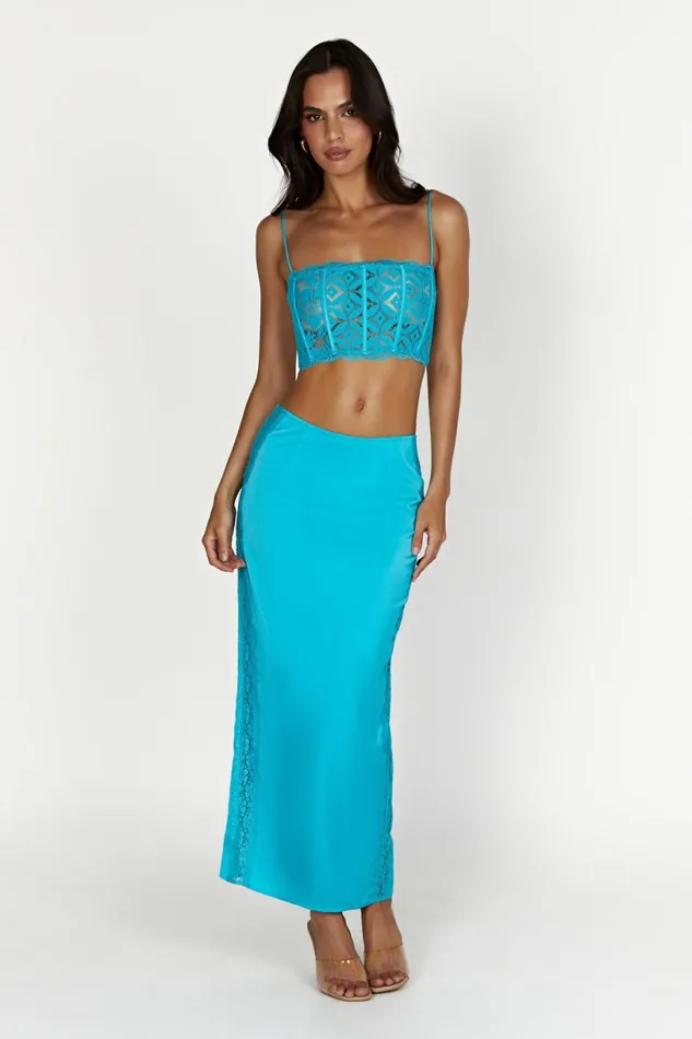Meshki Skirts Women Bellamy Lace Maxi Skirt 8211 Aquamarine Aquamarine Meshki Skirts Women Bellamy Lace Maxi Skirt 8211 Aquamarine Aquamarine