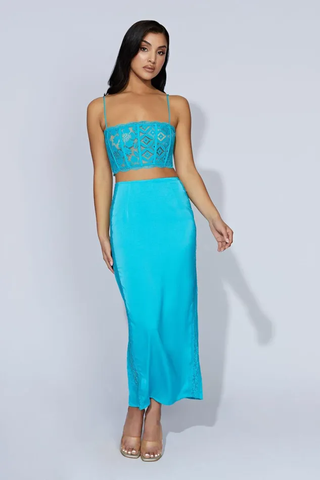 Meshki Skirts Women Bellamy Lace Maxi Skirt 8211 Aquamarine Aquamarine Meshki Skirts Women Bellamy Lace Maxi Skirt 8211 Aquamarine Aquamarine