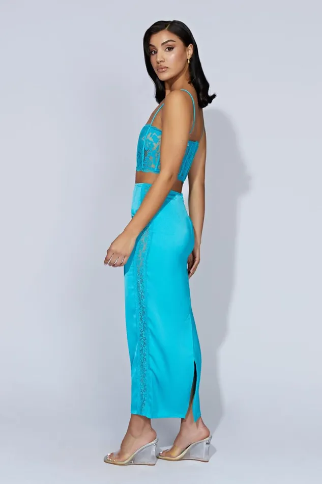 Meshki Skirts Women Bellamy Lace Maxi Skirt 8211 Aquamarine Aquamarine Meshki Skirts Women Bellamy Lace Maxi Skirt 8211 Aquamarine Aquamarine