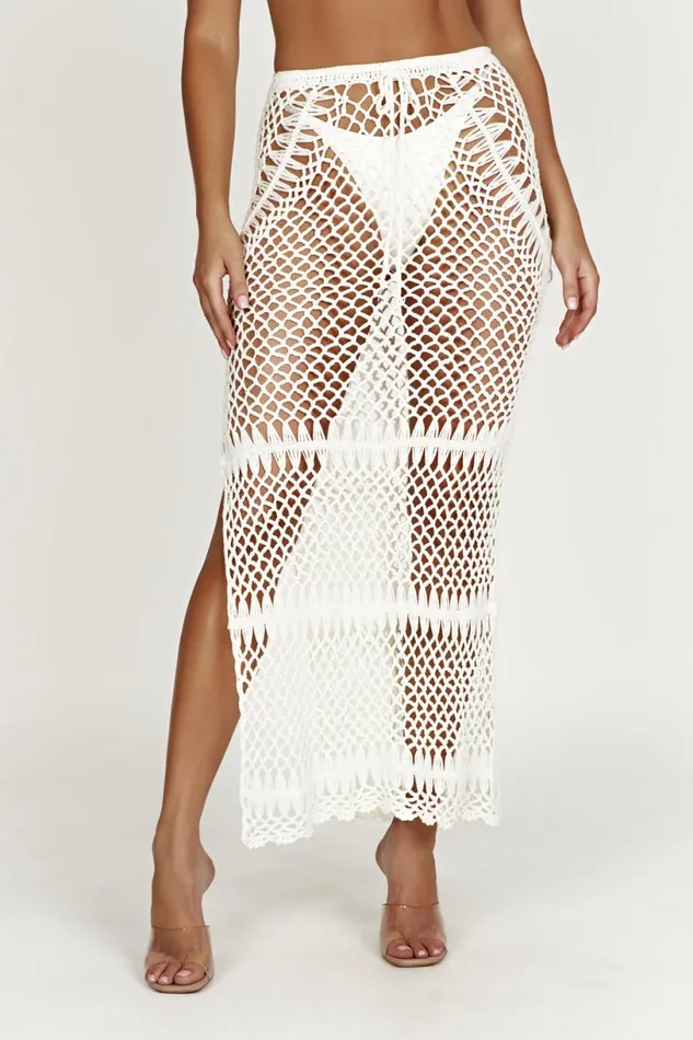 Meshki Skirts Women Bonnie Crochet Maxi Skirt 8211 White White