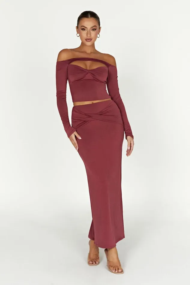 Meshki Skirts Women Ceri Maxi Twist Skirt 8211 Wine Wine