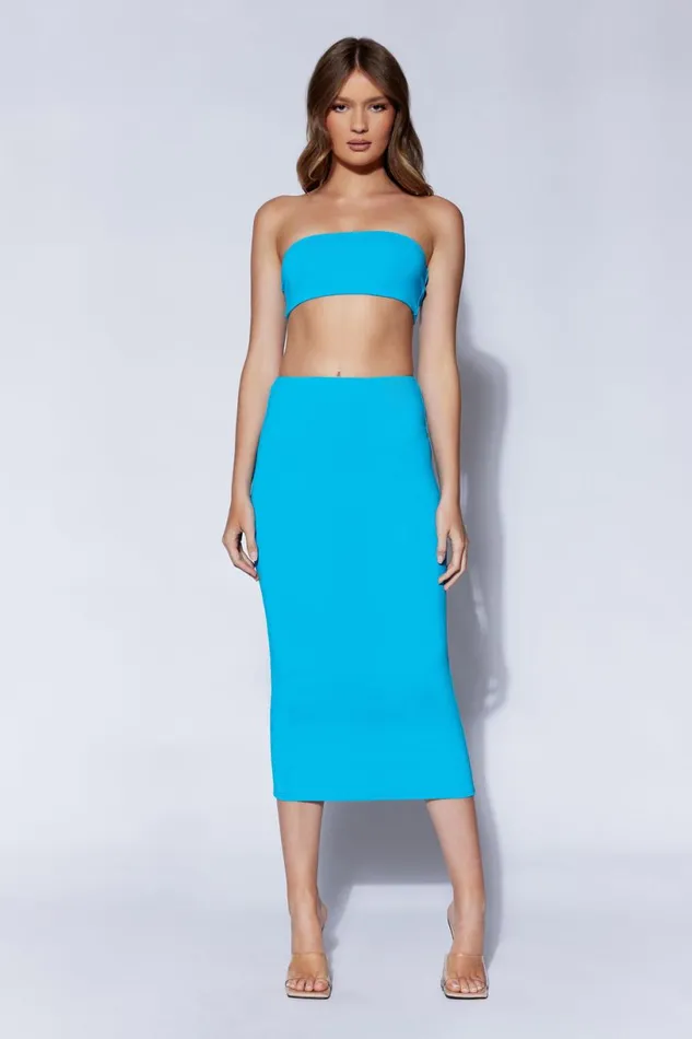 Meshki Skirts Women Charley Midi Skirt 8211 Cyan Blue Cyanblue Meshki Skirts Women Charley Midi Skirt 8211 Cyan Blue Cyanblue