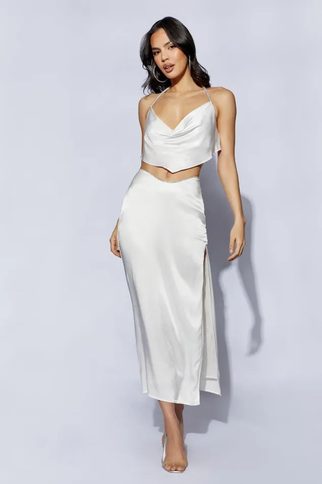 Meshki Skirts Women Christie Diamante Rope Maxi Skirt 8211 White White Meshki Skirts Women Christie Diamante Rope Maxi Skirt 8211 White White