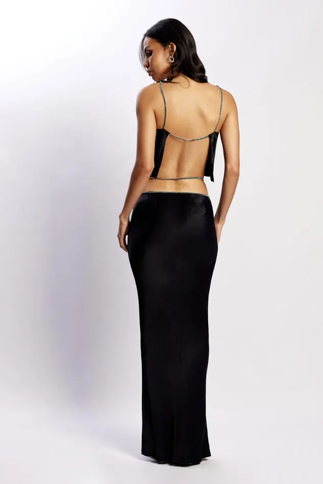 Meshki Skirts Women Dayana Diamante Maxi Skirt 8211 Black Black Meshki Skirts Women Dayana Diamante Maxi Skirt 8211 Black Black
