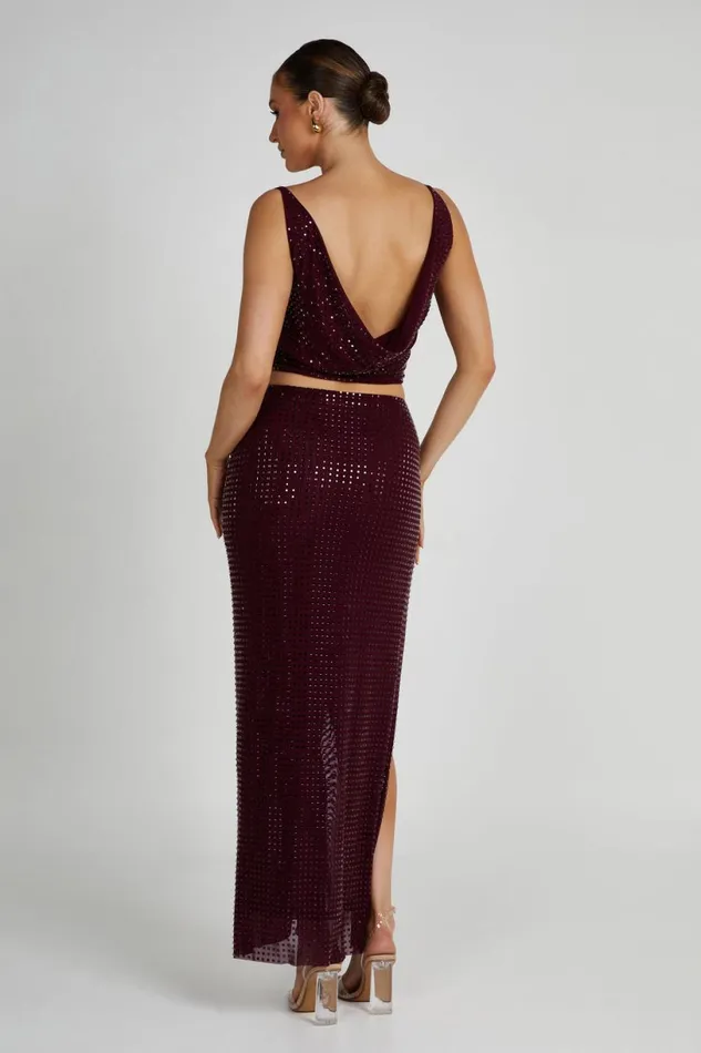 Meshki Skirts Women Ellery Square Diamante Maxi Skirt 8211 Berry Berry