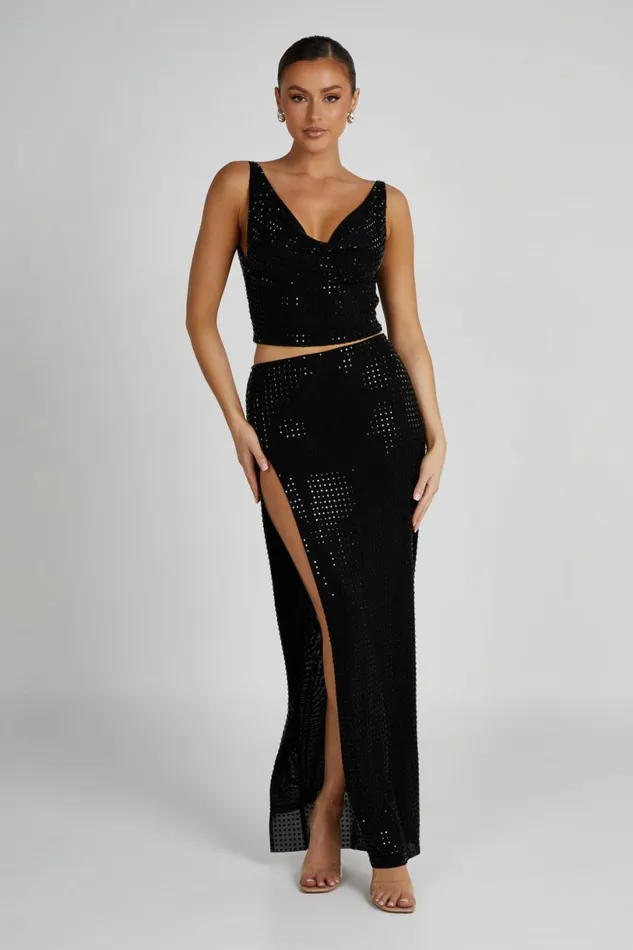 Meshki Skirts Women Ellery Square Diamante Maxi Skirt 8211 Black Black